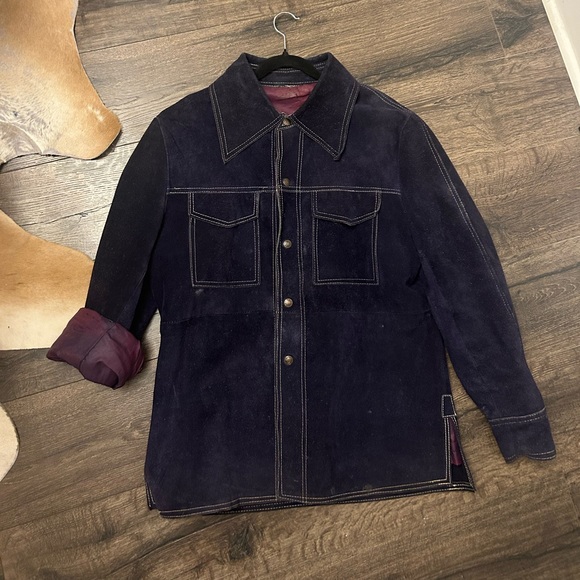SOLD 
Navy Blue Suede Western shirt/jacket - Picture 1 of 6